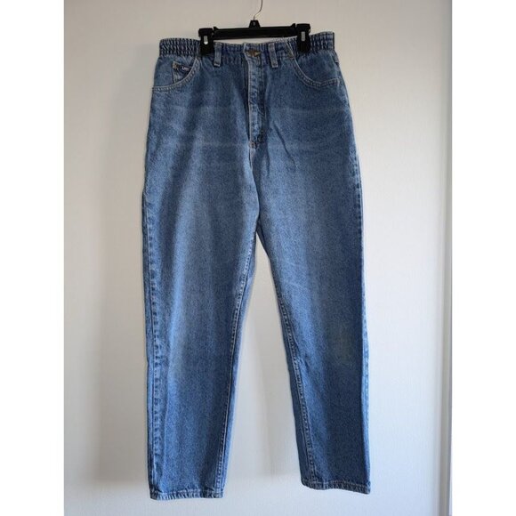 Lee Denim - Vintage Lee Jeans Size 12 MED Side Elastic High Rise Mom 31x28 90s Tapered Leg